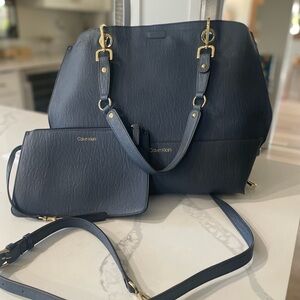 Calvin Klein shoulder tote bag and clucth